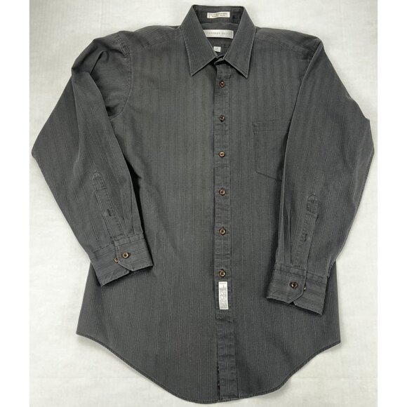 Geoffrey Beene Shirt Mens 16 32/33 Button Up Long Sleeve Striped Cotton Blend - Picture 1 of 8